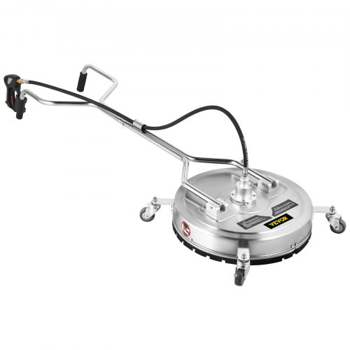Limpiador de superficies para lavadora a presión VEVOR, 23'', máx. Presión de 4000 PSI por 3 boquillas para limpiar calzadas, aceras, marco de acero inoxidable con manija giratoria, ruedas, apto para conector rápido de 3/8''