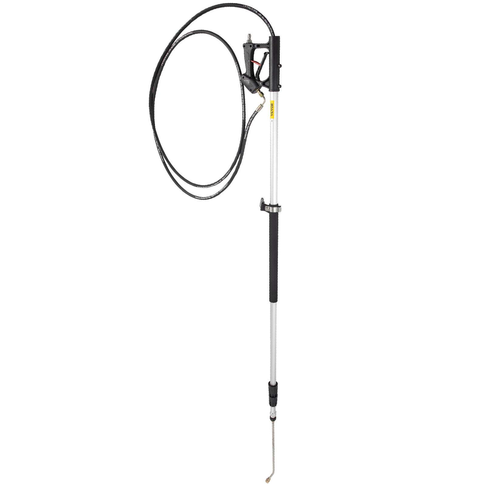 VEVOR Varita telescópica de lavado a presión, varita de extensión de lavadora eléctrica ajustable de 18 pies de longitud, herramientas de limpieza eléctricas de 4000PSI 9GPM con correa, 5 puntas de boquilla, conectores rápidos de 3/8'' y 1/4'', plateado/negro