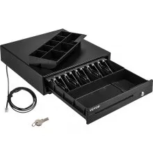 Cajón de caja registradora VEVOR, 16" 12 V, para sistema POS con bandeja para efectivo de 5 billetes y 8 monedas, compartimento extraíble para monedas y 2 llaves incluidas, cable RJ11/RJ12 para supermercado, bar, cafetería, restaurante