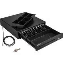 Cajón de caja registradora VEVOR, 16" 12 V, para sistema POS con bandeja para 5 billetes y 6 monedas, compartimento extraíble para monedas y 2 llaves incluidas, cable RJ11/RJ12 para supermercado, bar, cafetería, restaurante