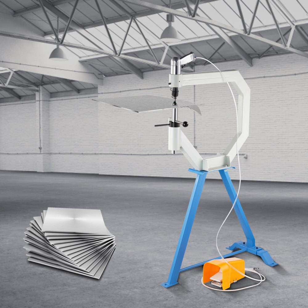 Martillo de aplanado neumático VEVOR, martillo de potencia de garganta de 19.63" para herrería, martillo de aplanado con pedal y soporte de acero, martillo de aplanado de aire de 50-100 PSI, rueda inglesa para modelado de metal industrial