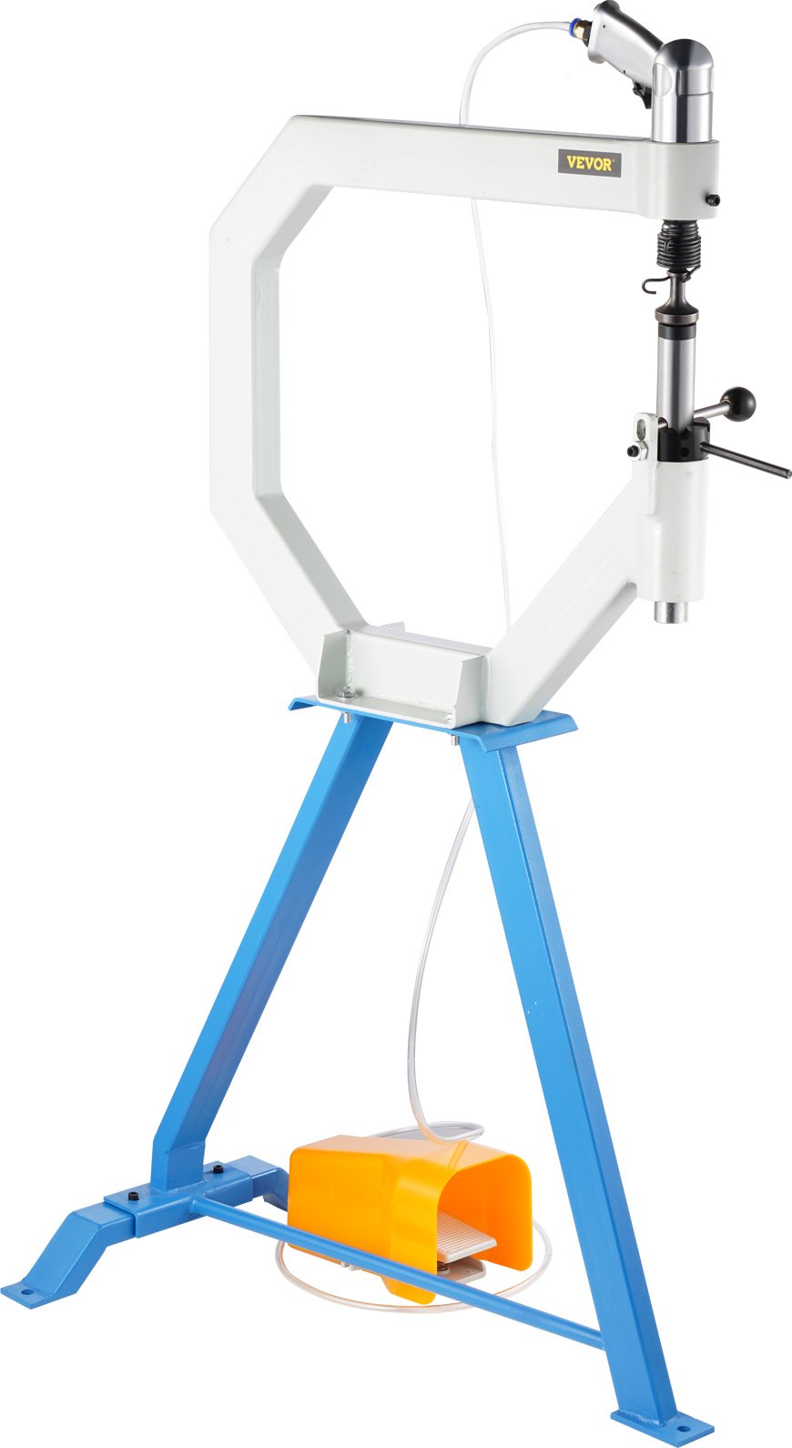 Martillo de aplanado neumático VEVOR, martillo de potencia de garganta de 19.63" para herrería, martillo de aplanado con pedal y soporte de acero, martillo de aplanado de aire de 50-100 PSI, rueda inglesa para modelado de metal industrial