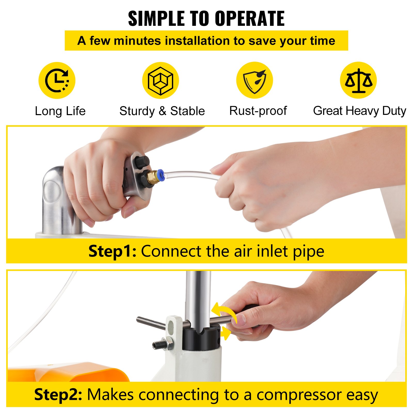 Martillo de aplanado neumático VEVOR, martillo de fuerza de garganta de 19.63" para herrería, martillo de aplanado automático yunque de radio de 1/2/3", martillo de aire de aplanado, rueda inglesa con pedal para modelado de metal industrial
