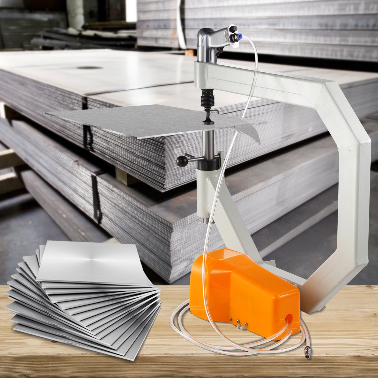 Martillo de aplanado neumático VEVOR, martillo de fuerza de garganta de 19.63" para herrería, martillo de aplanado automático yunque de radio de 1/2/3", martillo de aire de aplanado, rueda inglesa con pedal para modelado de metal industrial