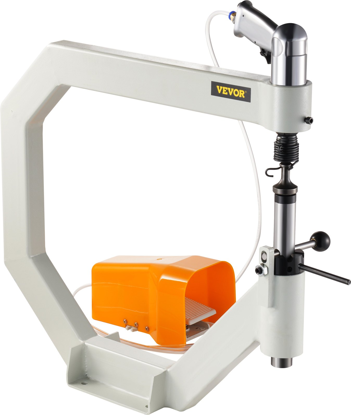 Martillo de aplanado neumático VEVOR, martillo de fuerza de garganta de 19.63" para herrería, martillo de aplanado automático yunque de radio de 1/2/3", martillo de aire de aplanado, rueda inglesa con pedal para modelado de metal industrial