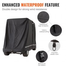 VEVOR Funda para carrito de golf de 4 pasajeros, cubierta completa de poliéster 600D, universal para la mayoría de las cubiertas de coches de club, impermeable, resistente al sol y al polvo, funda para carrito de golf al aire libre con tres puertas con cremallera, color negro