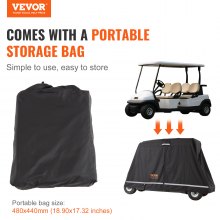 VEVOR Funda para carrito de golf de 4 pasajeros, cubierta completa de poliéster 600D, universal para la mayoría de las cubiertas de coches de club, impermeable, resistente al sol y al polvo, funda para carrito de golf al aire libre con tres puertas con cremallera, color negro