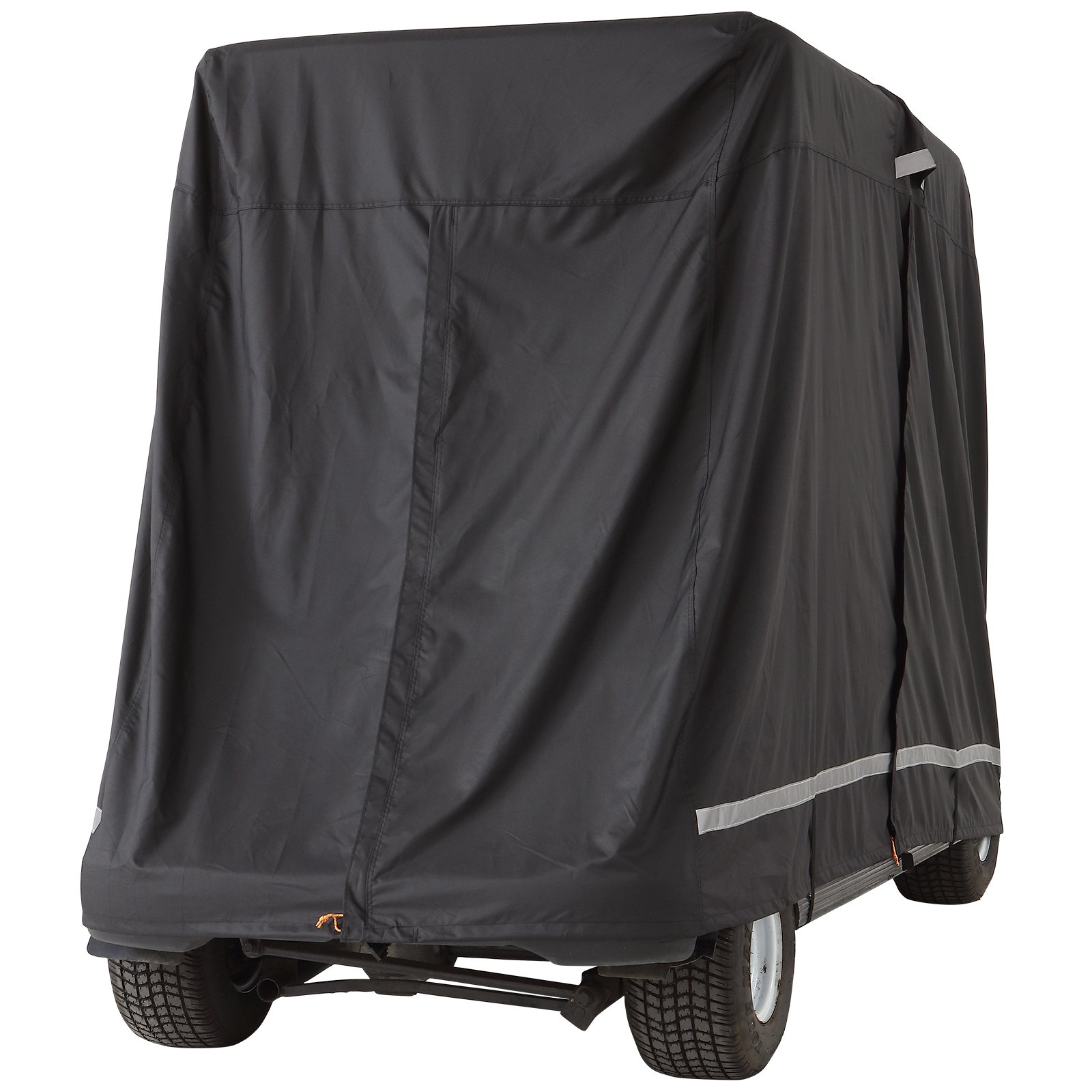 Funda para carrito de golf VEVOR negra que protege el carrito de golf con tiras reflectantes y ajuste seguro.
