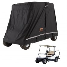 VEVOR Funda para carrito de golf de 4 pasajeros, cubierta completa de poliéster 600D, universal para la mayoría de las cubiertas de coches de club, impermeable, resistente al sol y al polvo, cubierta para carrito de golf al aire libre con tres puertas con cremallera, color negro