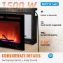 Chimenea eléctrica VEVOR de 91 cm para empotrar y montar en la pared, apta para vigas de 5 x 10 cm y 5 x 15 cm, colores de llama y velocidad ajustables con control remoto y temporizador, 1500 W, color negro