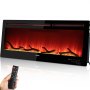 Chimenea eléctrica VEVOR de 127 cm para empotrar en la pared, apta para vigas de 5 x 10 cm y 5 x 15 cm, colores de llama y velocidad ajustables con control remoto y temporizador, compatible con Alexa, 1500 W, color negro
