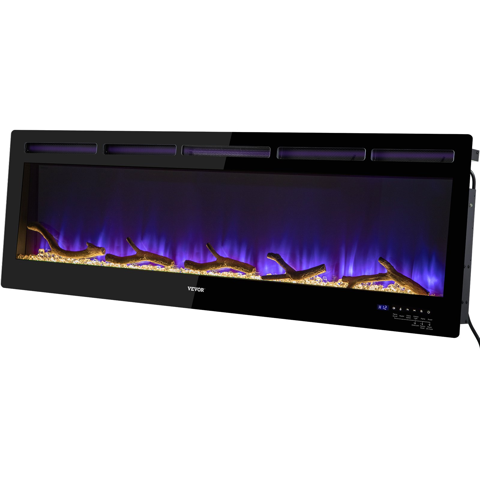 Chimenea eléctrica VEVOR Chimenea lineal 60'' Montaje en pared/Control de voz empotrado