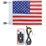 Bandera de EE. UU. con hardware de montaje, control remoto y cableado para luces LED VEVOR.