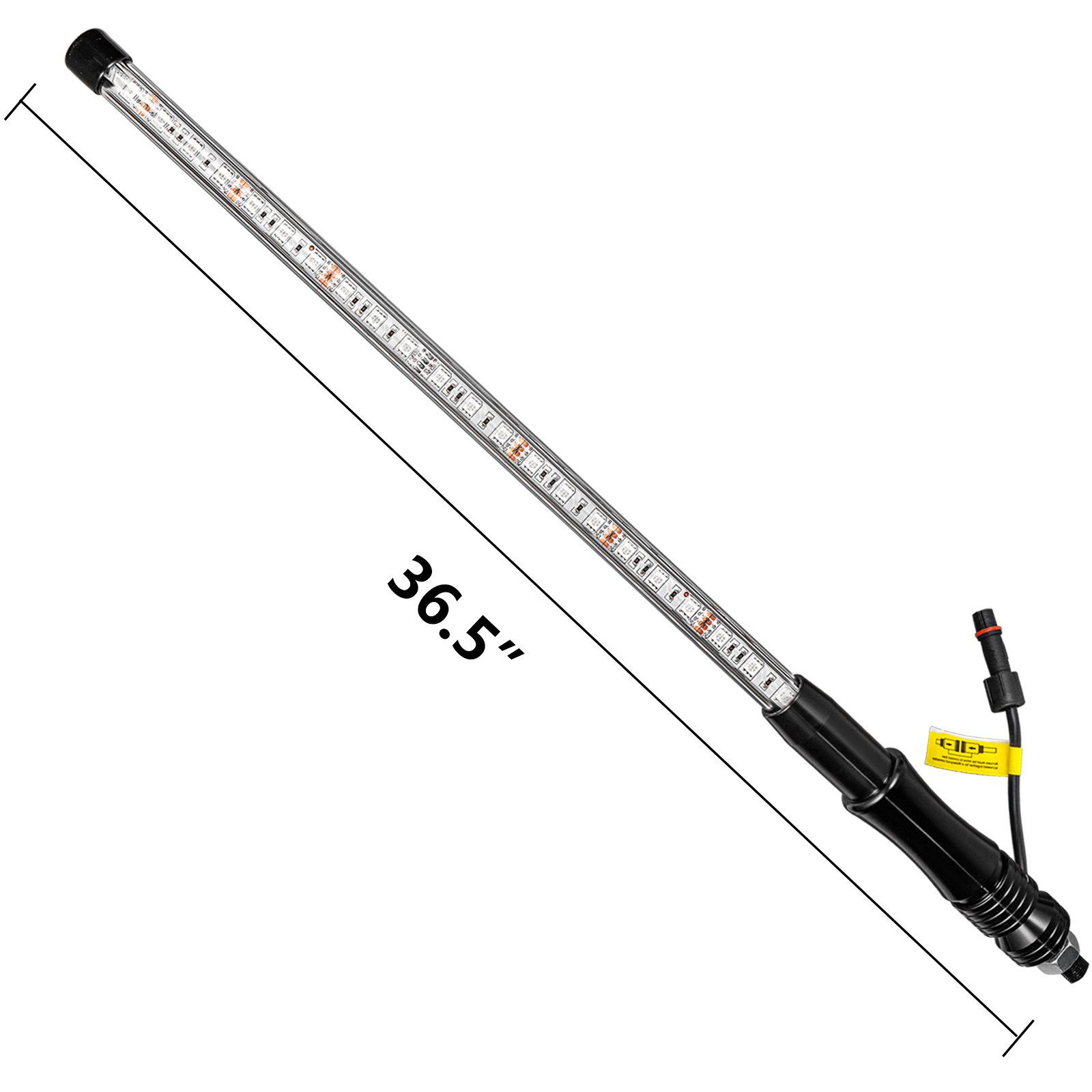 Luces LED tipo látigo VEVOR, 36,5 pulgadas, base negra, tira LED transparente.