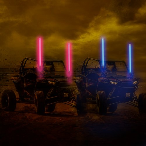 VEVOR 2PC 3FT 360°Espiral LED Whip Lights RGB Color Lighted Whips para UTV ATV 21 modos, 20 colores, 5 niveles, resistente a la intemperie, Off-Road Whip RF inalámbrico remoto para UTV ATV Polaris Accesorios RZR
