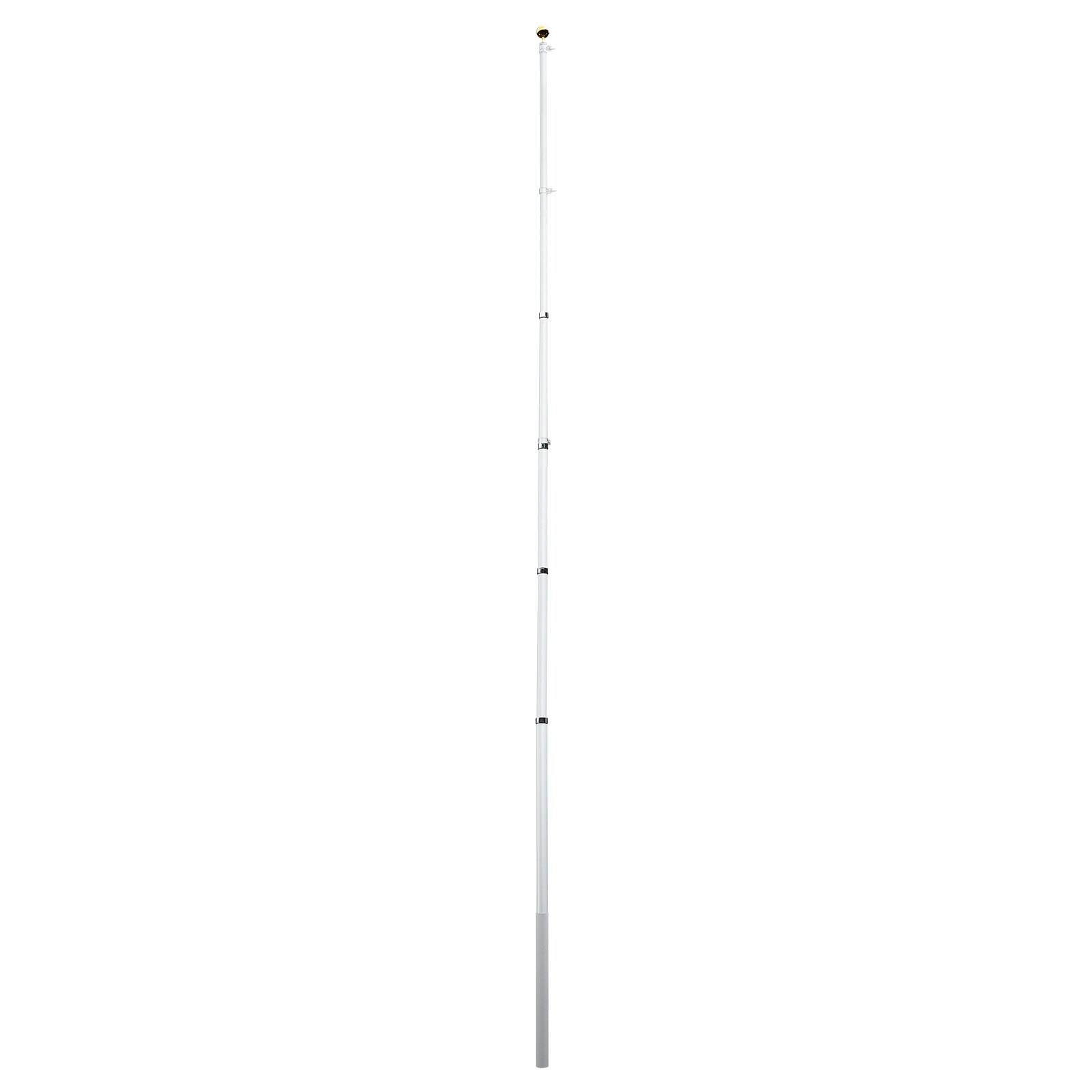 VEVOR Mástil de Bandera Telescópico para Exterior 6,09 m Asta para Bandera, Estructura de Aluminio, Base de Fijación, Kit Completo de Instalación, para Fiesta Eventos Actividades Comercial, Plateado