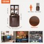 VEVOR Mueble de bar industrial de esquina, mesa de vino para licor y copas, aparador de buffet con soporte de cristal, armario de barra de café independiente de madera de granja para sala de estar, bar en casa, nogal negro