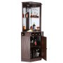VEVOR Mueble de bar industrial de esquina, mesa de vino para licor y copas, aparador de buffet con soporte de cristal, armario de barra de café independiente de madera de granja para sala de estar, bar en casa, nogal negro