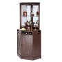VEVOR Mueble de bar industrial de esquina, mesa de vino para licor y copas, aparador de buffet con soporte de cristal, armario de barra de café independiente de madera de granja para sala de estar, bar en casa, nogal negro