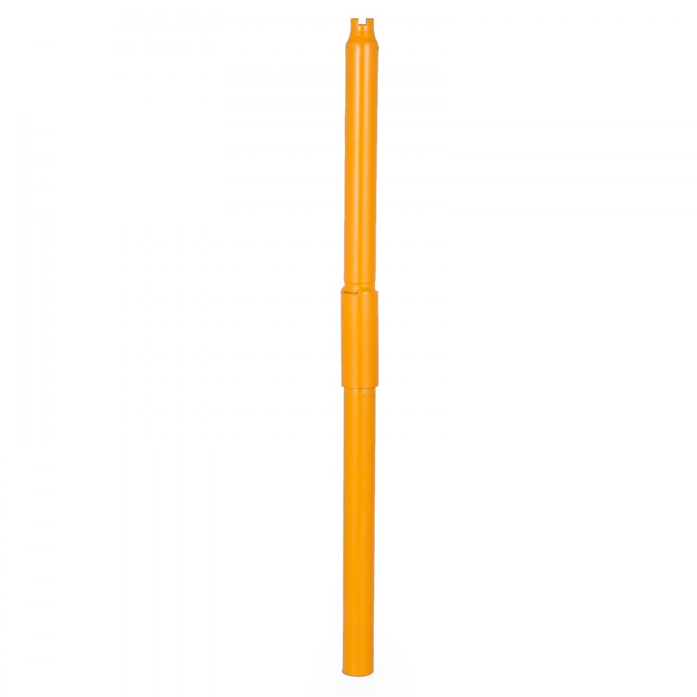 Poste de extensión vertical de elevación con gato de pie VEVOR de color naranja sobre fondo blanco.