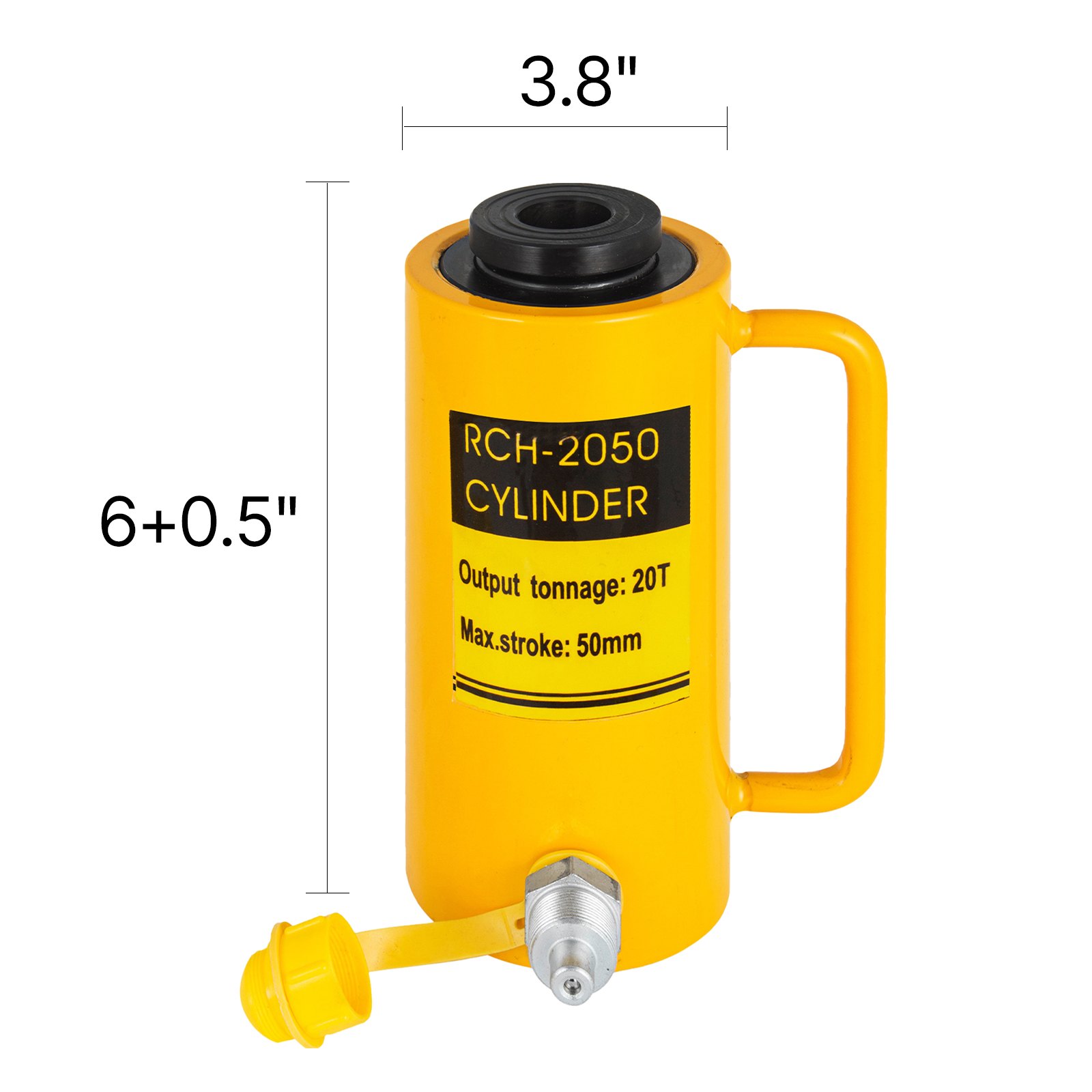 VEVOR 20T 2 pulgadas Cilindro hidráulico Gato hueco Cilindro hidráulico de acción simple Cilindros de elevación hidráulicos de 50 mm (20T 2 pulgadas hueco)