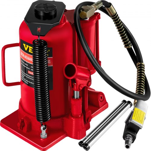 VEVOR Gato hidráulico de botella de aire, 20 toneladas/44092 libras de capacidad, con bomba de mano manual, elevador de reparación de remolque de viaje de camión de servicio pesado, rojo