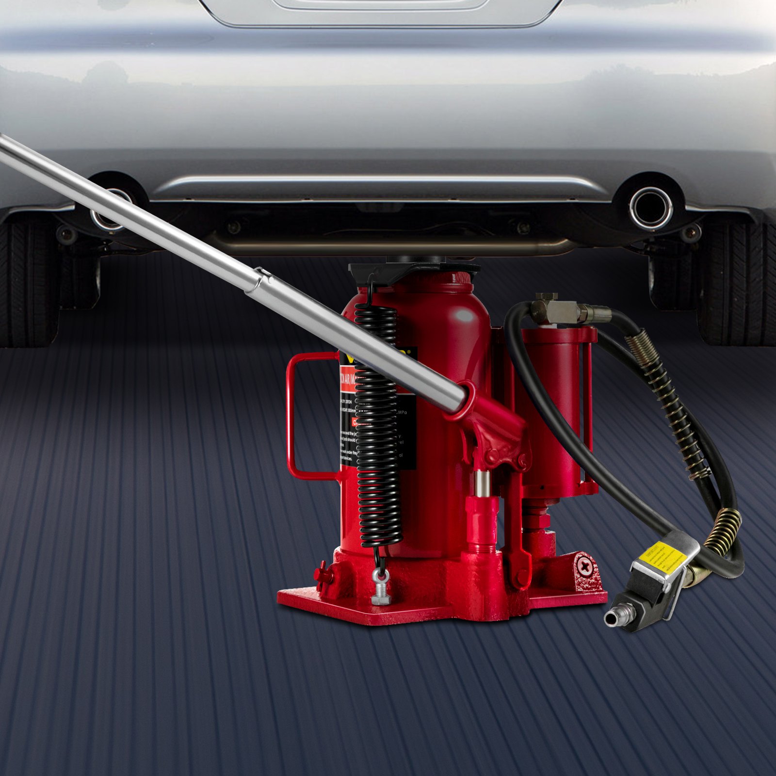 VEVOR Gato hidráulico de botella de aire, 20 toneladas/44092 libras de capacidad, con bomba de mano manual, elevador de reparación de remolque de viaje de camión de servicio pesado, rojo