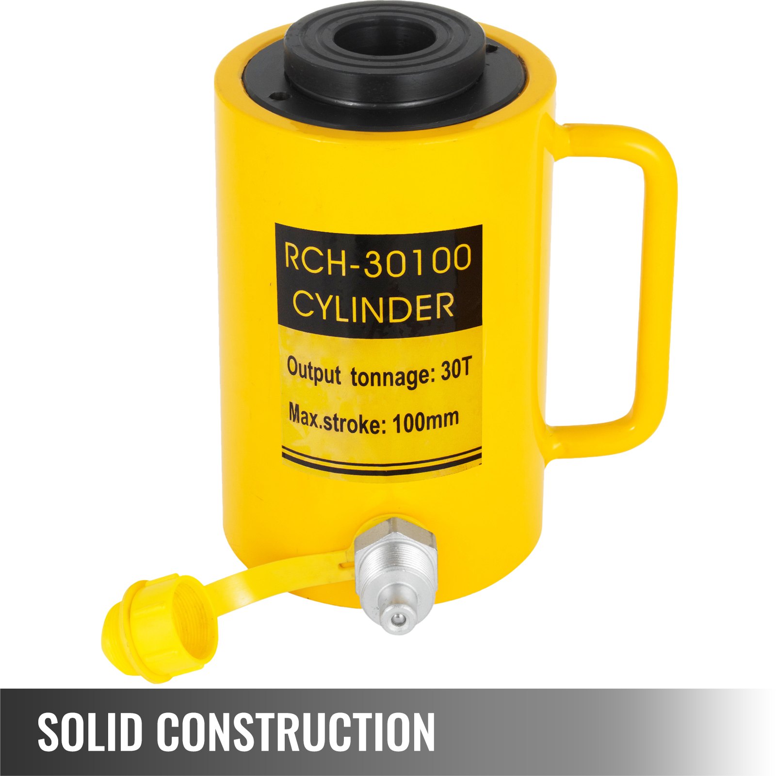Gato hidráulico de cilindro VEVOR amarillo, modelo rch-30100, 30t, carrera 100mm.