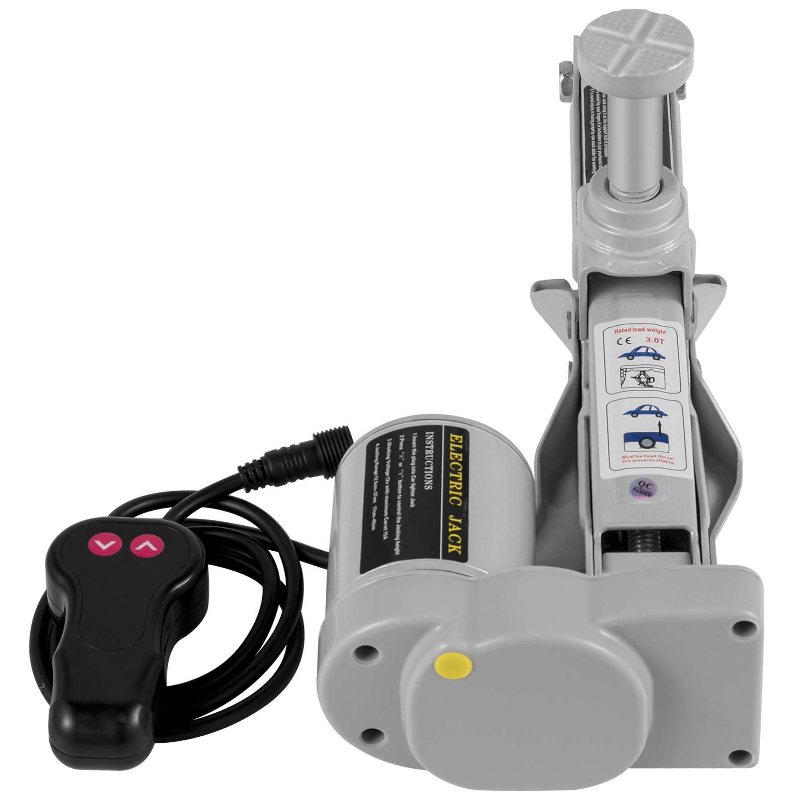 VEVOR Gato eléctrico para automóvil Gato de piso de 3 toneladas 12 V, gato de tijera eléctrico todo en uno, 120-370/170-420 mm Gato elevador de tijera de rango de elevación, herramienta de reparación de automóviles con bomba de inflado, para reparación de sedanes y SUV