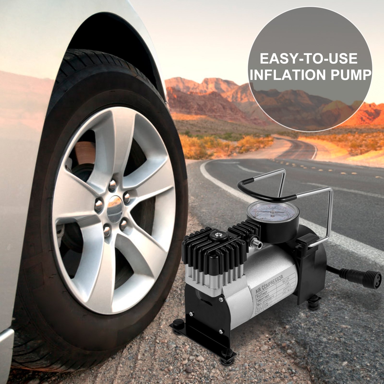 VEVOR Gato eléctrico para automóvil Gato de piso de 3 toneladas 12 V, gato de tijera eléctrico todo en uno, 120-370/170-420 mm Gato elevador de tijera de rango de elevación, herramienta de reparación de automóviles con bomba de inflado, para reparación de sedanes y SUV
