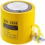 Cilindro hidráulico VEVOR amarillo rsc-5050 con detalles metálicos y especificaciones etiquetadas.