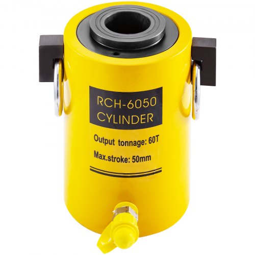 VEVOR 60T Cilindro hidráulico de 2 pulgadas Jack Hollow Cilindro de ariete hidráulico de acción simple Cilindros de elevación hidráulica de 50 mm para fabricantes de aparejadores (60T 2 pulgadas hueco)