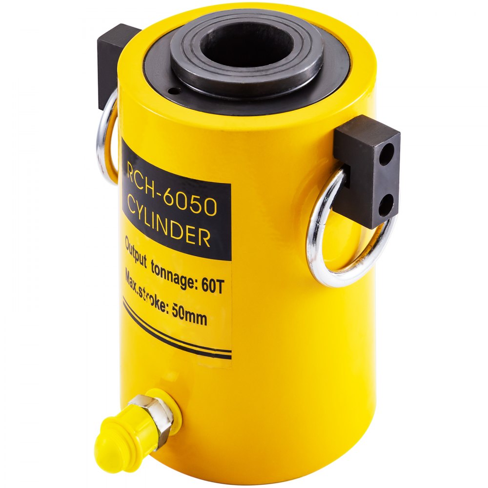 Gato hidráulico amarillo VEVOR rch-6050, capacidad de 60 t, carrera máxima de 50 mm