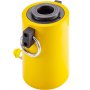 Gato hidráulico de cilindro VEVOR amarillo con presillas metálicas y componentes negros.
