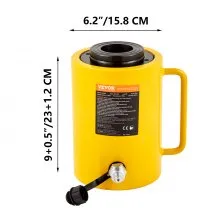 VEVOR 60T Cilindro hidráulico de 2 pulgadas Jack Hollow Cilindro de ariete hidráulico de acción simple Cilindros de elevación hidráulica de 50 mm para fabricantes de aparejadores (60T 2 pulgadas hueco)