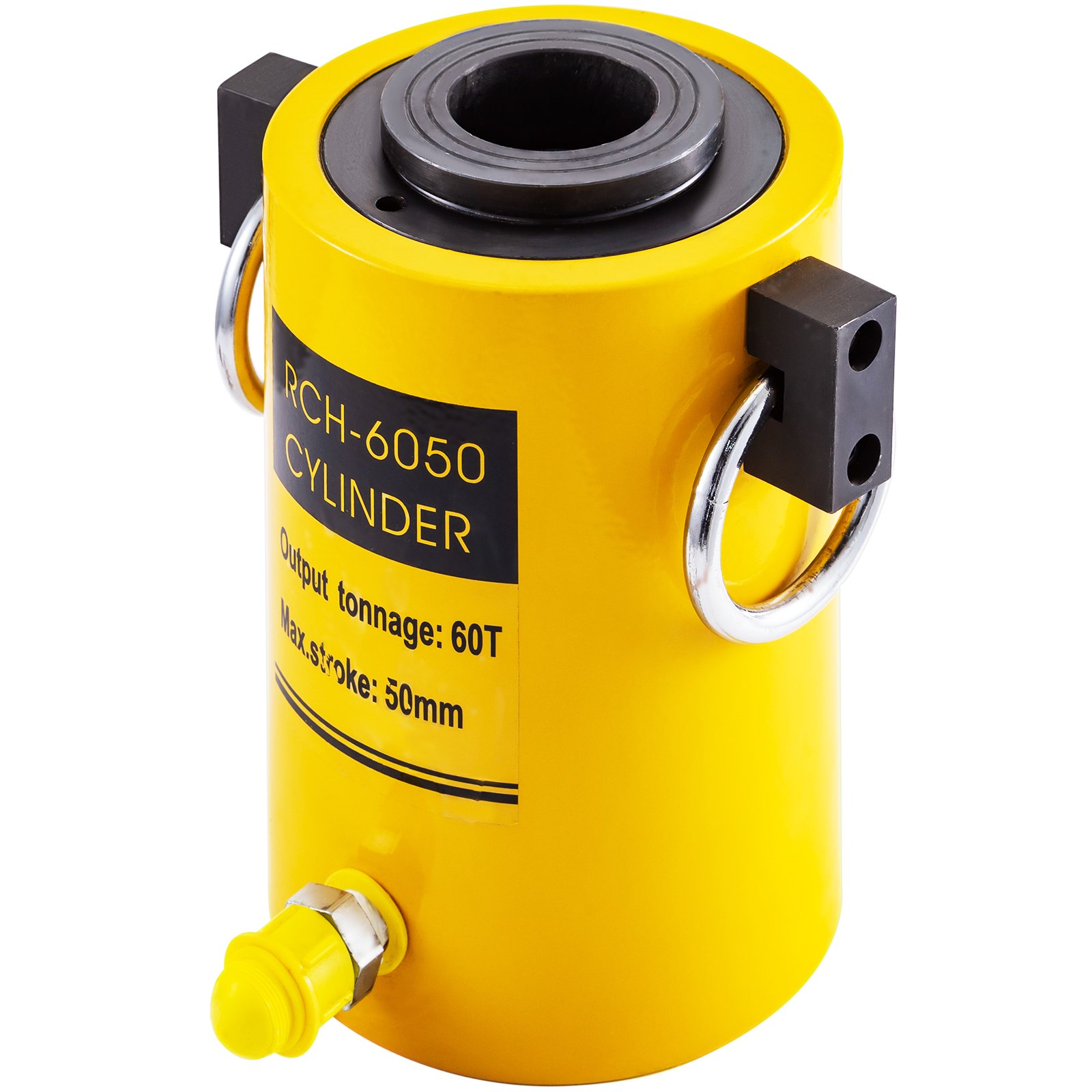 Gato hidráulico amarillo VEVOR rch-6050, capacidad de 60 t, carrera máxima de 50 mm