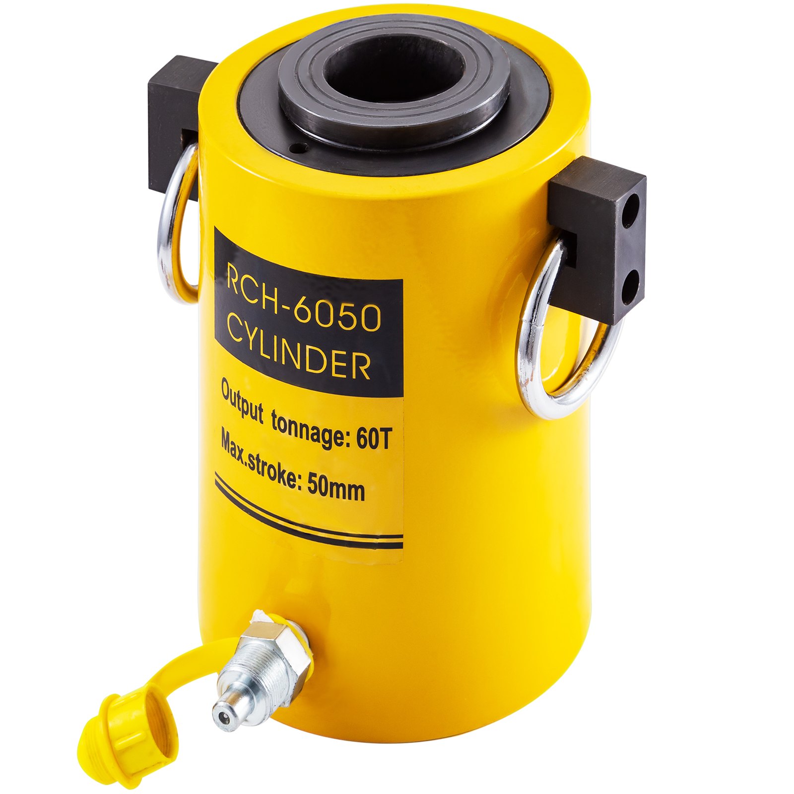 Gato hidráulico de cilindro amarillo VEVOR con capacidad de 60 t y carrera de 50 mm