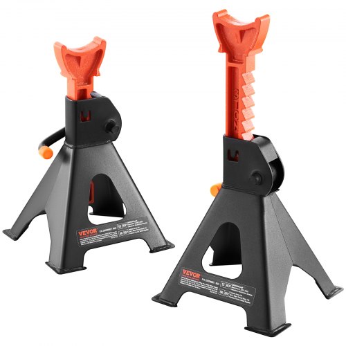 VEVOR Soportes para Gato, Soportes para Gato para Auto con Capacidad de 3 Toneladas (6,000 Libras), Altura Ajustable de 10.8 a 16.3 Pulgadas, para Levantar SUV, Camioneta, Auto y UTV/ATV, Rojo, 1 Par