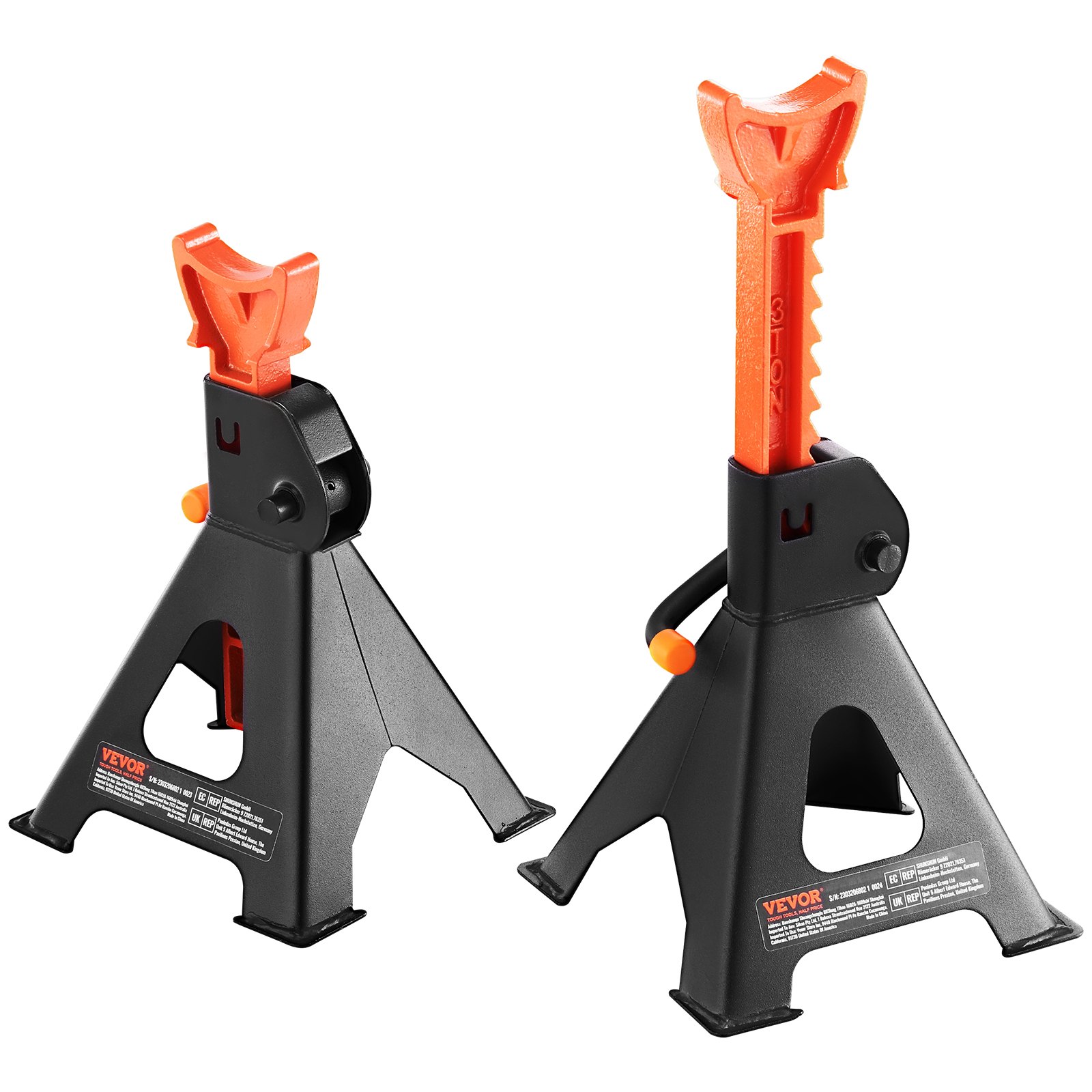 VEVOR Soportes para Gato, Soportes para Gato para Auto con Capacidad de 3 Toneladas (6,000 Libras), Altura Ajustable de 10.8 a 16.3 Pulgadas, para Levantar SUV, Camioneta, Auto y UTV/ATV, Rojo, 1 Par