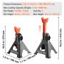 VEVOR Jack Stands, 3 Ton (6,000 lbs) Capacidad Car Jack Stands Double Locking, 10.8-16.3 inch Altura ajustable, para levantar SUV, camioneta, automóvil y UTV/ATV, rojo, 1 par