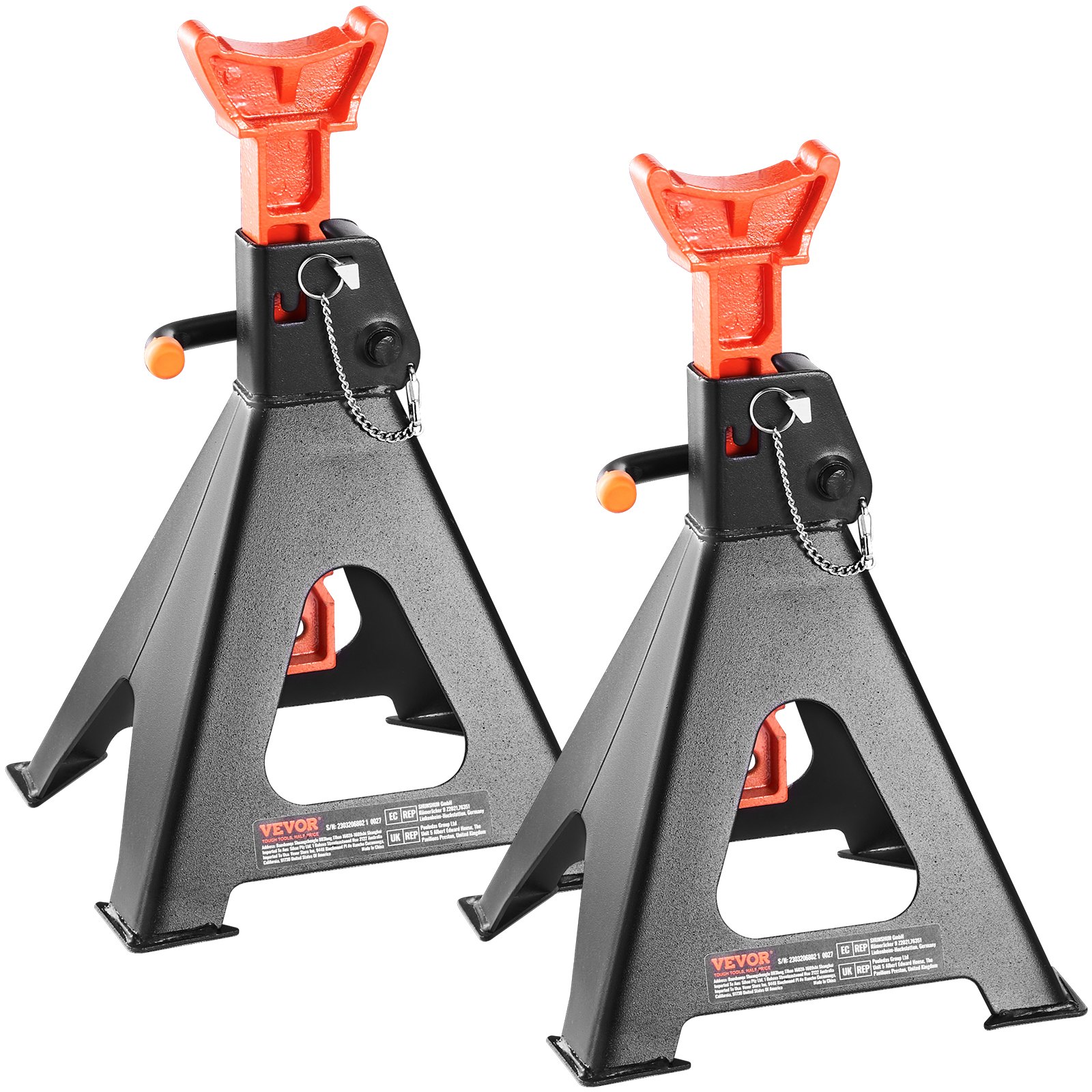 VEVOR Jack Stands, 6 Ton (13,000 lbs) Capacidad Car Jack Stands Double Locking, 14.2 -23 pulgadas de altura ajustable, para levantar SUV, camioneta, automóvil y UTV/ATV, rojo, 1 par