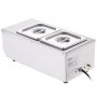 Máquina templadora de chocolate VEVOR con recipientes dobles de acero inoxidable y asas en la tapa.