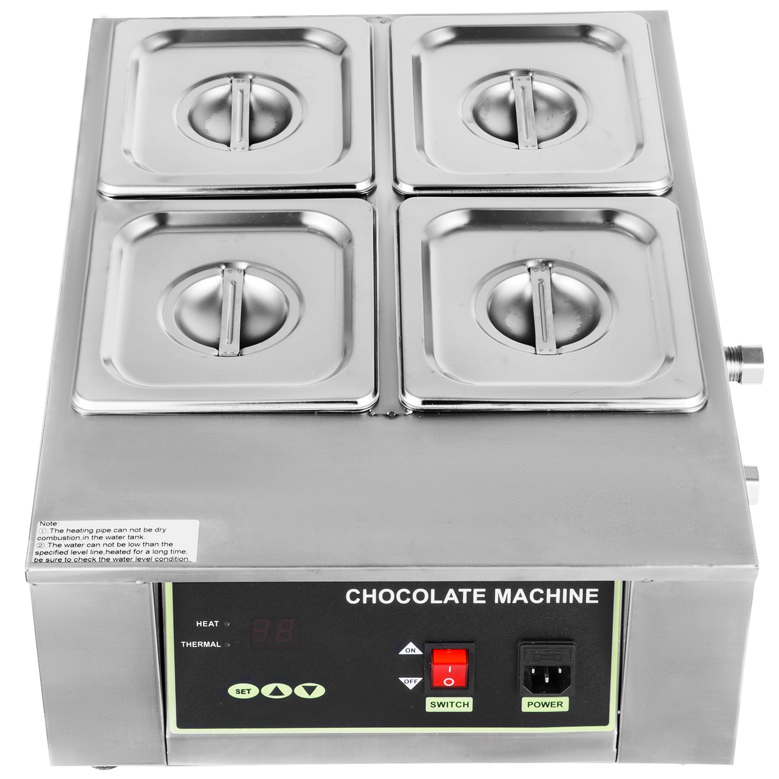 Máquina de templado de chocolate VEVOR de 17,6 libras, máquina de fusión de chocolate con control LED (30 ~ 90 ℃/86 ~ 194 ℉), calentador eléctrico de alimentos comercial de 1000 W para chocolate/leche/crema/sopa derretir y calentar