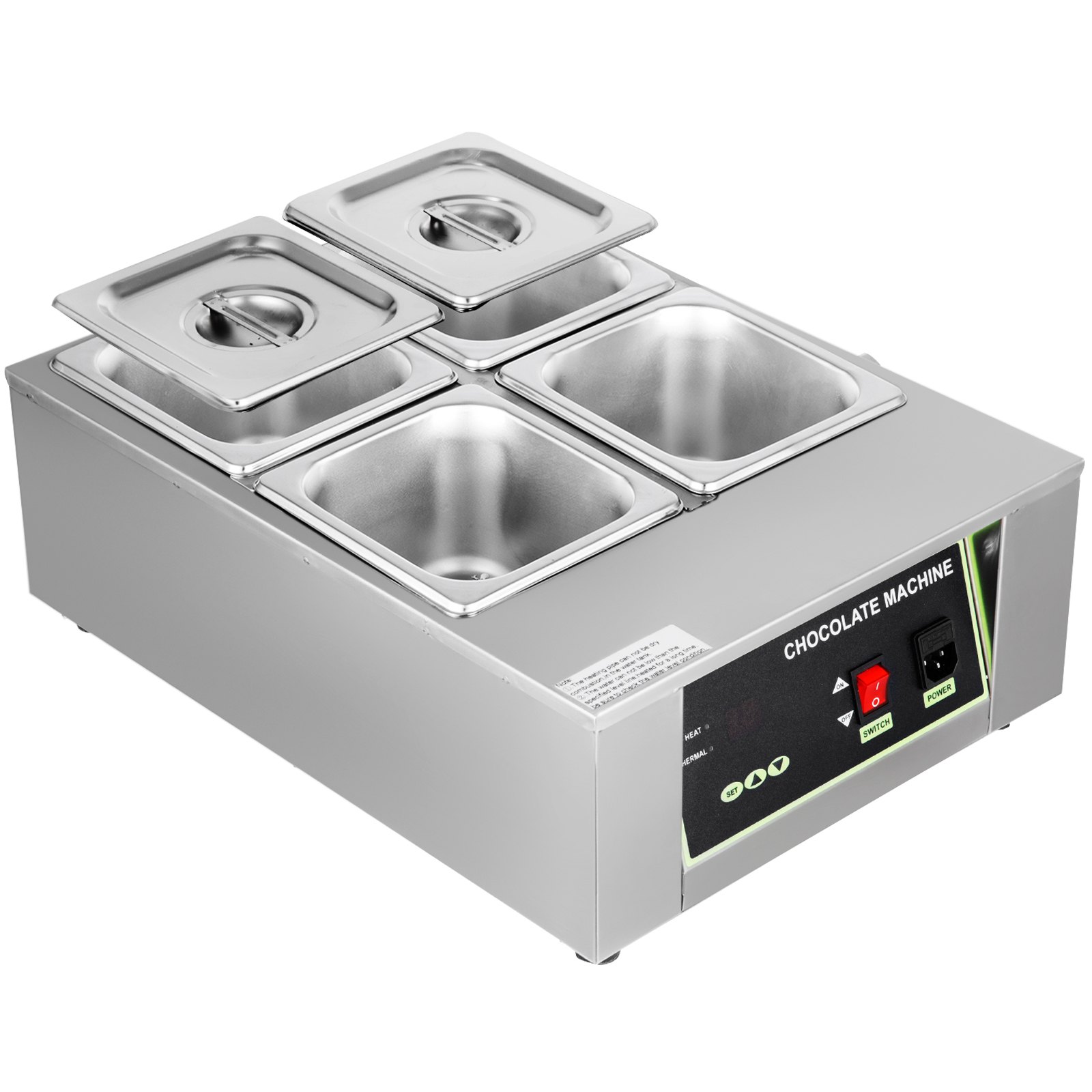 Máquina de templado de chocolate VEVOR de 17,6 libras, máquina de fusión de chocolate con control LED (30 ~ 90 ℃/86 ~ 194 ℉), calentador eléctrico de alimentos comercial de 1000 W para chocolate/leche/crema/sopa derretir y calentar