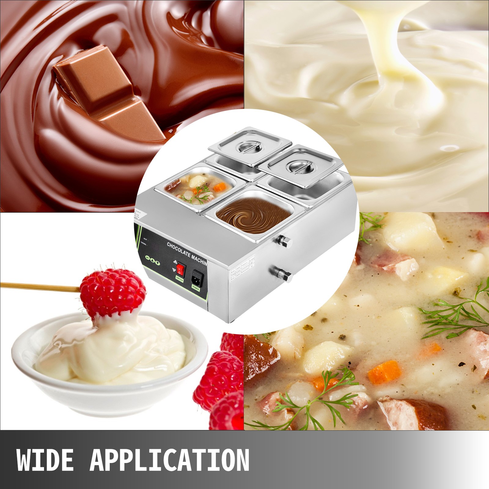 Máquina de templado de chocolate VEVOR de 17,6 libras, máquina de fusión de chocolate con control LED (30 ~ 90 ℃/86 ~ 194 ℉), calentador eléctrico de alimentos comercial de 1000 W para chocolate/leche/crema/sopa derretir y calentar