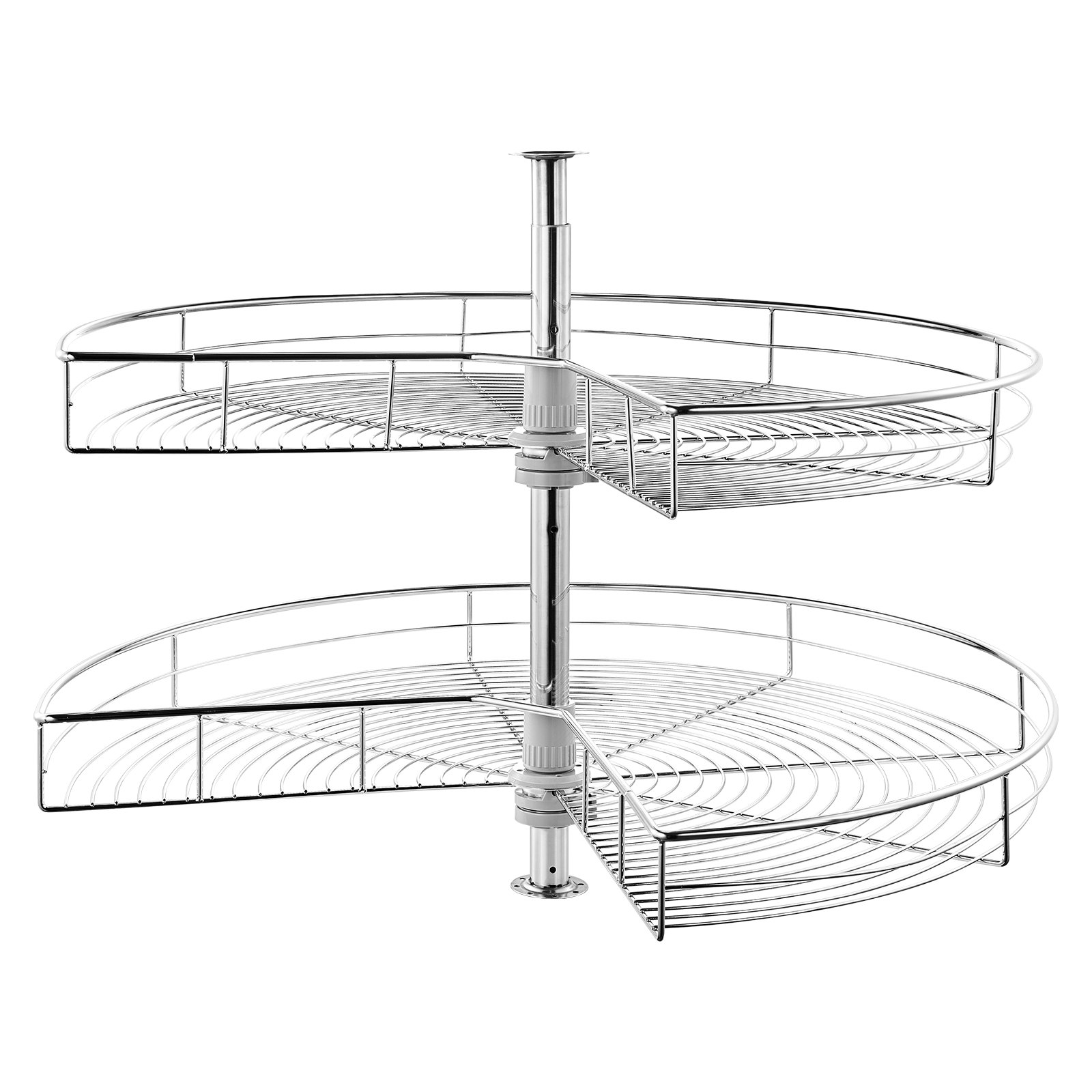VEVOR Organizador de Esquina Cromado en Forma de Riñón, Estante de Almacenamiento de 2 Niveles con Altura Ajustable, Acero al Carbono para Gabinete de Esquina, Capacidad de 27 kg, 800 x 680 x 740 mm