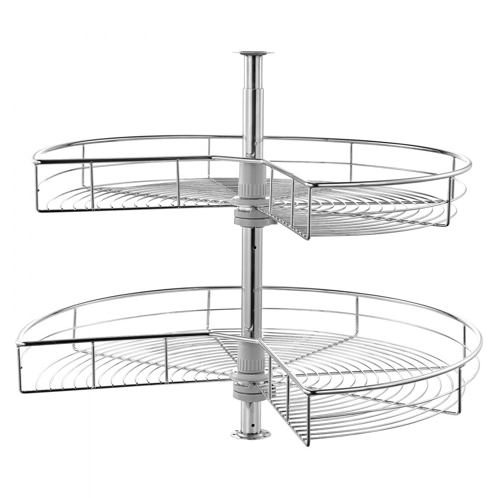 Organizador de esquina cromado con forma de riñón de 2 niveles y 28" con gabinete Lazy Susan para esquina ciega