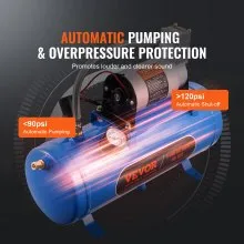 Compresor de aire VEVOR de 12 V con tanque de 1,6 galones/6 L, compresor de aire de bocina de tren, sistema de compresor de aire a bordo de presión de trabajo de 120 psi para bocinas de aire de tren, inflar neumáticos, colchones de aire