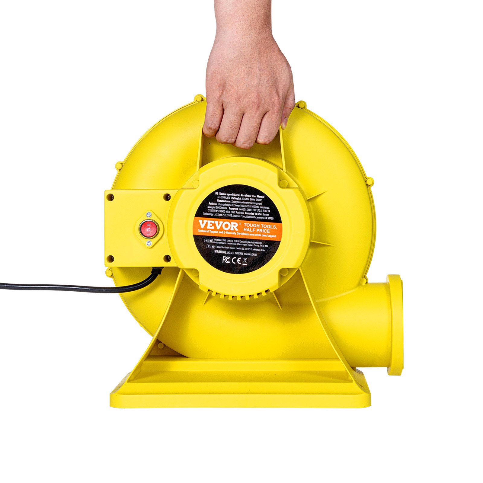 VEVOR - Soplador de aire eléctrico para castillos inflables (680 y 750 W, 1,0 HP), color amarillo