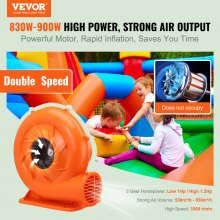Soplador inflable VEVOR, 950 W, 1 y 1,2 HP, soplador de aire comercial para inflables, ventilador eléctrico de castillo hinchable de 3300 RPM, perfecto para casa de rebote, toboganes acuáticos, lista ETL
